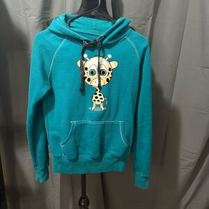 Teal Hoodie with Giraffe Graphic